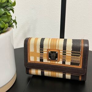 DAKS London Plaid Wallet Brown Leather Trim